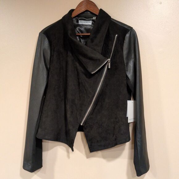 bagatelle Jackets & Blazers - NWT Bagatelle Collection Women's Black Vegan Leather and Suede Jacket Size Large